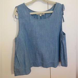 Madewell denim tank with tie sleeves size S